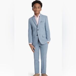 Beautiful boys linen blue suit jacket and pants